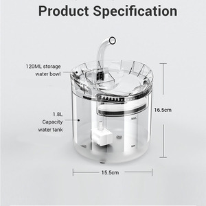 Latest Transparent Ultra Quiet wireless charging <b>automatic</b> circulation cat <b>water</b> fountain Pet <b>water</b> <b>dispense</b> - Product Image 1