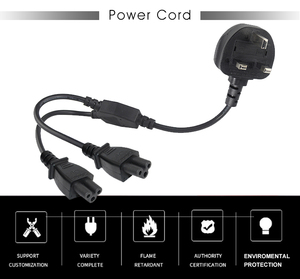 35cm Power Cable <strong>Cord</strong> <strong>Computer</strong> Y Splitter Power <strong>Extension</strong> <strong>Cord</strong> Fused UK 3pin to 2x IEC C5 <strong>Socket</strong> Splitter Cable - Product Image 4