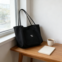 Tas Tote Kanvas Tebal Custom Print Logo Sederhana untuk Grosir, Kapasitas Besar, Tas Belanja Reusable