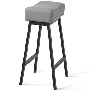 Juego de Taburetes Altos sin Respaldo con Asiento Tapizado Gris y Estructura de Metal Negro para Barra de Bar - Product Image 4