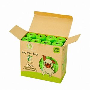 Sacs à crottes jetables PLA PBAT entièrement compostables, sacs à crottes pour animaux de compagnie biodégradables en amidon de maïs personnalisés - Product Image 1