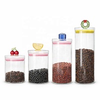Nouvelle vente flash : pot de conservation alimentaire en verre borosilicate de haute qualité, hermétique et anti-poussière, avec couvercle en verre et décorations élégantes, pour la cuisine.