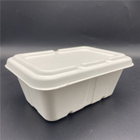 Récipient de nourriture à emporter de pulpe de bagasse blanche jetable de 650ml avec couvercle