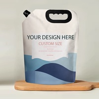 Sachets à bec personnalisés 5 litres de solution de lavage 1L 3L 5 L emballage debout en aluminium avec poignée pour sacs de poche à bec liquide pour détergent
