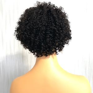 วิกผมหยิกหยักศกด้านหน้าวิก<span class=keywords><strong>ผม</strong></span>พิกซี่แบบสั้นโปร่งใสสำหรับผู้หญิงผมคนบราซิลแบบสั้นสไตล์สีดำ - Product Image 5