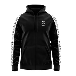 custom embroidery zip up hoodie print logo tape piping on sleeve 400 gsm heavy weight hoodie unisex