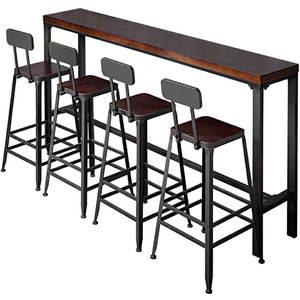 <span class=keywords><strong>Mesa</strong></span> de Bar de madera maciza de hierro forjado simple moderna <span class=keywords><strong>con</strong></span> combinación de <span class=keywords><strong>mesa</strong></span> y silla alta larga y <span class=keywords><strong>estrecha</strong></span> para uso doméstico o en la <span class=keywords><strong>cocina</strong></span> - Product Image 3