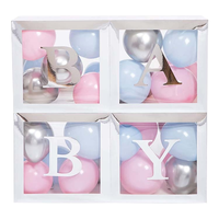 Caja transparente para globos de bebé, regalos de fiesta de nacimiento, embalaje con lados de ventana de pvc, novedad