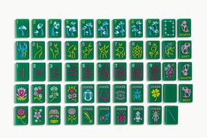 Juego de Mahjong Acrílico para Niños, 160 Piezas, Diseño Místico Verde Americano con Ilustraciones de Dragones y Hongos, Alta Calidad para Interiores - Product Image 5