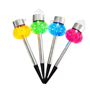 ไฟสนามหญ้าพลังงานแสงอาทิตย์ LED สีสันสดใสสำหรับตกแต่งสวนกลางแจ้ง พร้อมแผงโซลาร์เซลล์และฐานสแตนเลส - Product Image 5