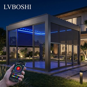 Waterproof Eco-Friendly Motorized Louvered Roof Aluminium Gazebo with Nature Theme for Garden Backyard &amp; <strong>Terrace</strong> Use - Product Image 6