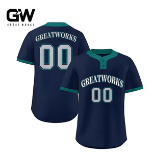 Jersey Baseball Pria Kustom OEM, Cetak Sublimasi, Kemeja Olahraga Kancing Penuh, Seragam Tim, Desain Logo, Nama dan Nomor yang Dipersonalisasi - Product Image 2