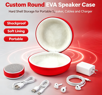 Étui rigide personnalisé en EVA pour haut-parleur Bluetooth sans fil rond rouge (étui seul)