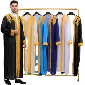 ثوب عربي إسلامي سعودي قطري الأكثر مبيعًا لعام <span class=keywords><strong>2026</strong></span>، جبة مطرزة بالذهب بأكمام طويلة وتصميم طويل للرجال M133 - Product Image 1