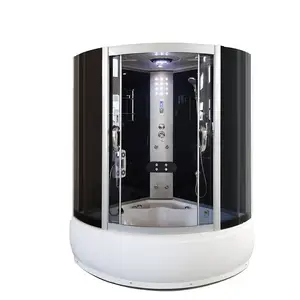Showers Bathroom Luxury Indoor Black Steam Shower Room Sliding Type Sector Shower Cabin With Bathtub