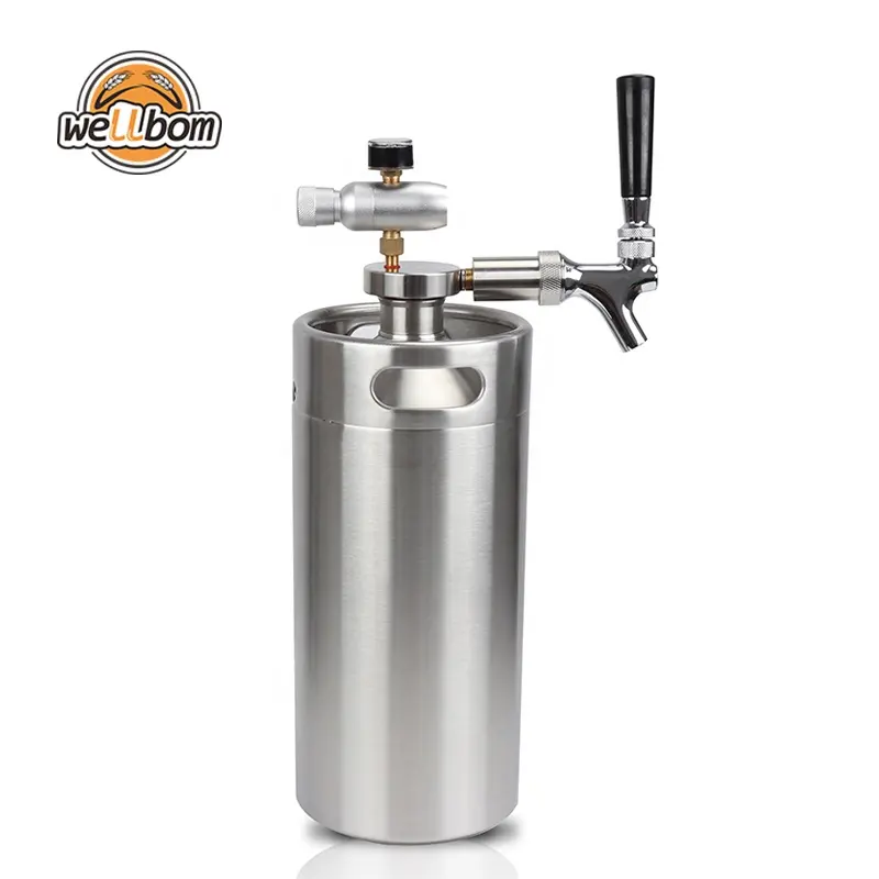 Bir Homebrew Mini Penumbuh Bir Stainless Steel Draft Bir Barel Mini 3,6l dengan Sistem Dispenser Tap