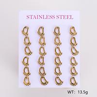 Set anting-anting kancing bunga catatan baja tahan karat anting-anting minimalis tidak beraturan halus grosir untuk wanita