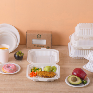 Sinh Học Phân Hủy Tinh Bột Ngô Vỏ Sò 8 Inch 9 Inch Takeaway Thực Phẩm Container Dùng Một Lần Hộp Ăn Trưa - Product Image 6