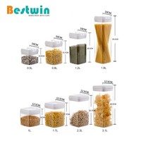 Organisateur de garde-manger de cuisine en plastique carré rond Transparent bocal de pâtes aux céréales boîte à ingrédients récipient hermétique de stockage des aliments