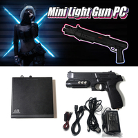 Pistolet à lumière LED USB 4 avec mini boîte de jeu PC Kit temps de crise 4 capteurs Simulateur de recul d'impact Cabinet Arcade PC Jeux de tir