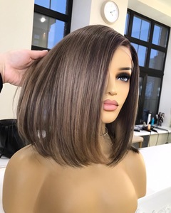 Pelucas de Cabello Humano 100% Europeo, Color <span class=keywords><strong>Platino</strong></span> <span class=keywords><strong>Blanco</strong></span> 613, con Frente de Encaje Transparente, Pelucas Cortas Tipo Bob para Mujer - Product Image 4