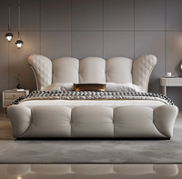 Lit double moderne de 1,8 m pour chambre principale, nouveau lit haut de gamme avec rangement intégré et ambiance élégante