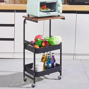 Chariot de rangement à 3 étagères pour légumes, fruits, collations, livres – Idéal <span class=keywords><strong>cuisine</strong></span> et salon – Pratique pour le rangement domestique - Product Image 2