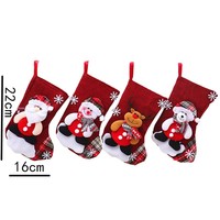 Vente en gros usine : Chaussettes de Noël faciles à ranger, sacs cadeaux, petits pendentifs, décorations à suspendre à l'arbre, chaussettes imprimées à paillettes MG