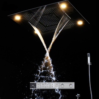 Ensemble de douche cascade LED grand format 600x800mm, fixation murale, en acier inoxydable, système de douche pluie thermostatique pour hôtel, fonction pause douce