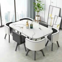 Petite table à manger rectangulaire moderne et simple, 6 places, pour conférence et négociation, réception de bureau, mobilier de maison avec chaises