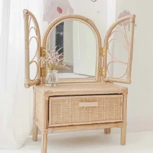 Nouveau produit en rotin pour enfants vanité ensemble pour bébé conception OEM personnaliser jouet fait main pour enfant du Vietnam en gros - Product Image 6