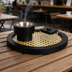 Brûleur d'encens en bois artisanal et écologique avec fonction anti-odeur pour Bakhoor Oud et parfums arabes traditionnels - Product Image 1