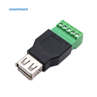 USB2.0 laki-laki atau perempuan untuk 5Pin hijau Terminal sekrup adaptor konverter konektor USB 5P adaptor