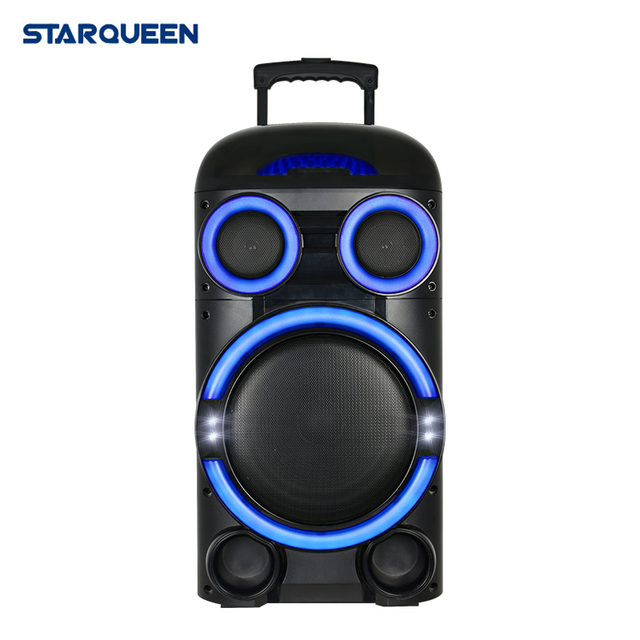 STARQUEEN Newest Private Mould TWS Outdoor Party Speaker Rechargeable Portable Speaker Trolley Speaker With Dynamic Lights