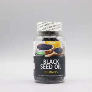 Nhà sản xuất bán buôn tùy chỉnh nhãn thực phẩm bổ sung hỗ trợ miễn dịch khớp tiêu hóa tóc và da đen dầu hạt Gummies