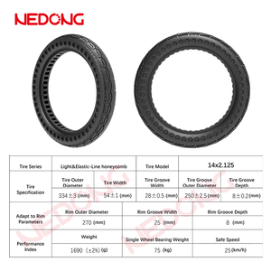 Pneu Sólido Tubeless NEDONG 14x2.125 para BMX/E-<span class=keywords><strong>bike</strong></span>/Bicicleta de Estrada - Sem Manutenção, Antipunctura, Com Sulcos - Product Image 6
