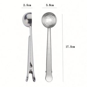 Custom LOGO 2 1 Stainless Steel Heavy Duty Durable Food Grade Reusable Modern Design Coffee <b>Measuring</b> <b>Spoon</b> Long Handle Scoop - Product Image 2
