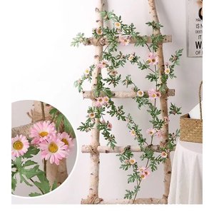 ดอกเดซี่ประดิษฐ์จากผ้าไหม สีส้มเขียว สำหรับตกแต่งภายในห้องนั่งเล่นและผนัง - Product Image 2