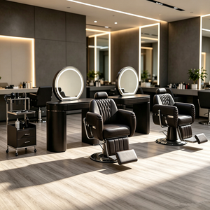 Chaise de barbier rétro haut de gamme pour hommes, chaise de coiffure professionnelle pour salons de coiffure et salons de beauté - Product Image 1