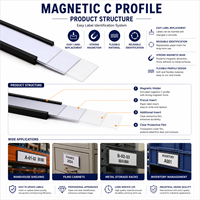 Porte-étiquettes magnétique en PVC transparent profil C pour tiroirs de classement de bureau en acier, facile à utiliser, remplacement en quelques secondes