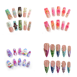 <span class=keywords><strong>Uñas</strong></span> Postizas Acrílicas Rosas de Alta Calidad, Hechas a Mano, con Polvo de Espejo 3D, Diseño de Estrella y Flor, Venta al Por Mayor para Chicas - Product Image 3