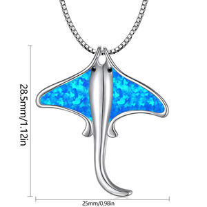 Collier pour femme de style européen et américain, nouveau modèle bleu avec pendentif raie manta, pendentifs raffinés - Product Image 2