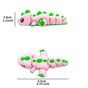 Création de dinosaure rose imprimée en 3D PLA, un jouet animalier créatif et anti-stress avec articulations mobiles - Product Image 2