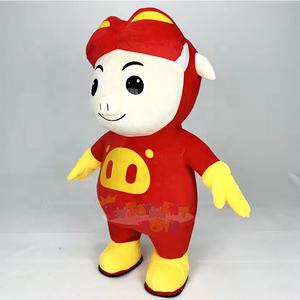 Guangzhou disfrute CE vestido rojo gigante lindo Piggy Hero inflable cerdo <span class=keywords><strong>mascota</strong></span> disfraz adulto fiesta <span class=keywords><strong>mascota</strong></span> conjunto de lujo - Product Image 1