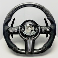 Volant en fibre de carbone pour BMW G20 G30 Série G, cuir perforé, surpiqûres tricolores, palettes longues, sport personnalisé