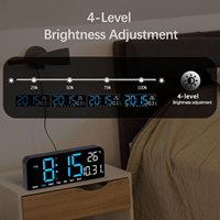 Reloj Despertador Digital Electrónico Inteligente de Escritorio y Pared con Pantalla LED Grande de Día, Fecha, Semana, Luces Nocturnas, Temperatura y Temporizador para Dormitorio
