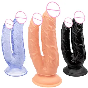 Dildo femminile a doppia testa in PVC per le donne per la masturbazione clitoridea e uso lesbico gay