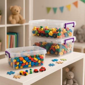 Contenedor de almacenamiento multifunción multiusos de plástico de 10000ml, caja organizadora Rectangular transparente, libros de ropa de baño - Product Image 3