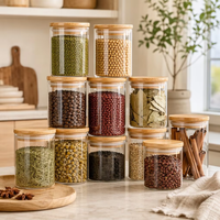 Bocaux de conservation alimentaire en verre borosilicate de haute qualité, plusieurs tailles, avec couvercle hermétique en bambou, récipients transparents pour céréales et aliments secs