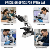 40X 1000X Digital Biological Microscope with 45mm DIN Objectives for Medical School and Laboratory Research